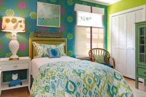 Colorful guest bedroom